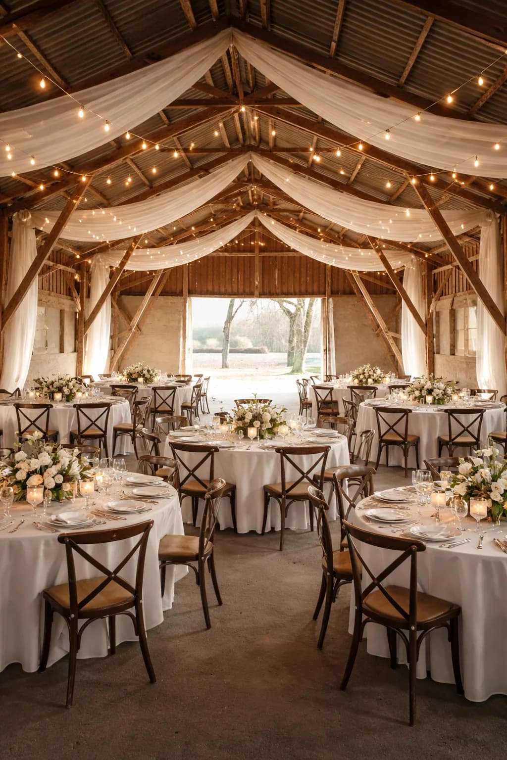 Agerup Gods laden, bryllupsopsætning med blomster og lys